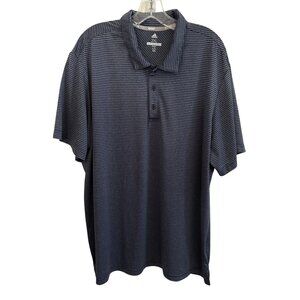 Adidas Mens 2XL Golf Blue Striped Polo Shirt Short Sleeve Activewear Athleisure